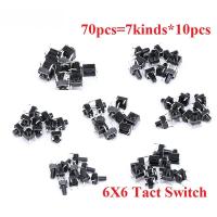 ราคา 70pcs 6*6 Tact Switch Tactile Push Button Switch Kit 6x6x4.3/5/6/7/8/9/10 SMD Assortment Diy Component Kit 7kinds*10pcs (51156684328)