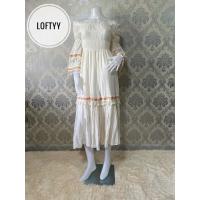 ราคา เดรสผ้าลินิน แต่งพู่ลายปักงานผ้าดิบ สีผ้าเดิมไม่ขาวโอโม่ ขอคนเข้าใจงานผ้าชนิดนี้ค่ะ งานสวยฟรีไซค์ เดรสเที่ยวทะเล (15263144722)