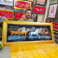 ราคา รูปใหญ่ กรอบรูป ม้า 8 ตัว ม้าหันขวา รูปภาพติดผนัง รูปขนาดใหญ่ ผ้ากำมะหยี่ รูปพร้อมกรอบ ภาพมงคล เสริมการค้า บ้าน ธุรกิจ (40003493412)