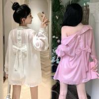 ราคา เสื้อชีฟองโบว์สีชมพู, คาร์ดิแกนยาวปานกลางหวาน, เสื้อผ้าป้องกันแสงแดดแขนยาว (46912160446)