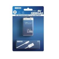 ราคา ถ่านชาร์จLi-ion 9V(6F22)ก้อนเหลียม 1000mAh ชาร์จผ่านUSB Type-C (53909369215)