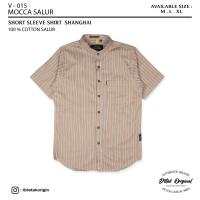 ราคา KEMEJA ORIGINAL DETAK แขนสั้นผู้ชาย Shanghai Collar Striped เสื้อผ้าฝ้ายโพลีเอสเตอร์ Slim Fit (27680215731)
