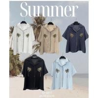 ราคา เสื้อฮาวายแขนสั้นปักลายต้นมะพร้าว (42630522993)
