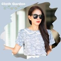 ราคา Cloth Garden 01013336 เสื้อทำงานผู้หญิง เสื้อแฟชั่นผู้หญิง แขนสั้น เสื้อปกคอบัวสองชั้นลายดอกไม้สีเทา (27774260520)