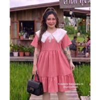 ราคา E10ชุดเดรสคอปกทหารเรือ สไตล์น่ารักเกาหลี-สาวอวบพลัสไซส์ อก36-50 ยาว41นิ้ว (44801939203)