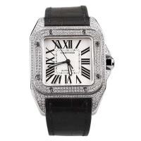 ราคา Cartier Cartier Cartier Sandu Ladies Watch Automatic Mechanical Back Diamond Swiss Watch (50462526300)