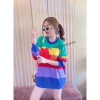 ราคา มินิเดรสไหมพรมรุ่นรุ้งเล่นน้ำ เสื้อกันหนาวแขนยาวสายรุ้ง เสื้อขนนุ่มฟู (11398143849)