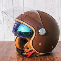 ราคา DOT Approved Men's and Women's Motorcycle Helmets Halley Vintage Open Half Face Helmet Double Visor (42927728358)