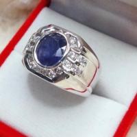 ราคา แหวนไพลิน 4.5 กะรัต Blue Sapphire แหวนไพลินผู้ชาย (53710678522)