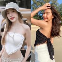 ราคา เสื้อเกาะอกแต่งขอบลูกไม้ผูกหลัง เกาะอกลูกไม้ เกาะอกผูกหลัง ผ้าร่อง แซ่บไฟลุก (8025465080)