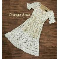 ราคา (L)พร้อมส่งชุดเดรสลูกไม้สีขาวลูกไม้สวยเนื้อนิ่มดีมาก งานป้าย Orange Juice แท้ มือ1 ป้ายห้อย (18585048293)
