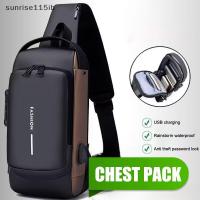 ราคา (sun) กระเป๋าสะพายข้างผู้ชาย PU Leather Classic Anti-Theft Shoulder Bag Chest Bag Multifunctional For Men (TH) (26195098050)