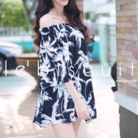 ราคา เดรสปาดไหล่ลายมะพร้าว(4สี) (174074928)
