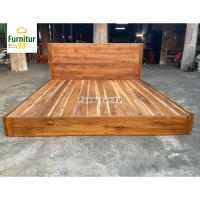 ราคา Furnitur99 เตียงนอนโมเดิร์นไม้สัก เตียงไม้สัก ขนาด 5 ฟุต ขนาด 6 ฟุต สีไม้สัก (20045403325)