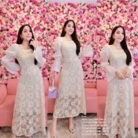 ราคา ป้าย Love Ladyเดรสลูกไม้ปักเลื่อมทอง แขนสม็อคพองๆน่ารักๆ ทรงสวยมาก เรียบหรู ใส่ออกงาน งานแต่ง ไปวัด งานบุญ (11977061298)