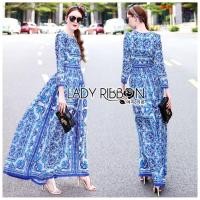 ราคา ฟรี EMS ชุดเดรสยาว งานป้าย Lady Ribbon Thailand เสื้อผ้าแฟชั่นผู้หญิง Dress Size S/M สีฟ้า พร้อมส่งสวยเหมือนแบบ (1058045256)