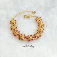 ราคา สร้อยข้อมือดอกพิกุล ล้อมทับทิม (29155983346)