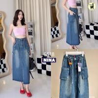 ราคา BabarryJeans กระโปรงยีนส์ยาว คาร์โก้ งานผ่าหน้า (S-2XL) งานนำเข้า เกรด Premium สไตล์เกาหลี ยาว 35 นิ้ว (25580701970)