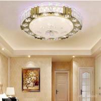 ราคา โคมไฟระย้าคริสตัล LEDโคมไฟเพดาน โคมไฟห้องนอนคริสตัลทรงกลม โคมไฟเพดานสไตล์ยุโรปพร้อมไฟสี RVSB (26753108851)