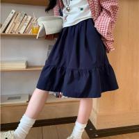 ราคา MYCASSI Simple Preppy Style Midi กระโปรงเอวสูงกระโปรงทรงเอมีกระเป๋า (53512937244)