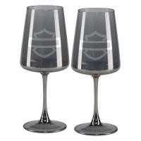 ราคา แก้วไวน์ Harley-Davidson Open Bar & Shield Logo Smoke Gray Wine Glass Set - 17 oz. (51558337511)