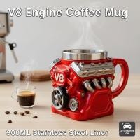 ราคา แก้วสแตนเลส 300ml ลายเครื่องยนต์ V8 ผนังคู่ มีหูจับ เก็บอุณหภูมิ ของขวัญรถยนต์ (46011153825)