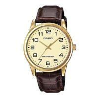 ราคา Casio Standard นาฬิกาข้อมือผู้ชาย สายหนัง รุ่น MTP-V001GL,MTP-V001GL-9B,MTP-V001GL-9BUDF - สีทอง (1806143969)