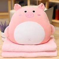 ราคา หมอนลูกหมูผ้าสักหลาดกํามะหยี่นุ่มพิเศษและผ้าห่มตุ๊กตา (สีชมพู) 3 ใน 1 สุดน่ารัก (57011654787)
