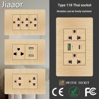 ราคา ราคาต่ํา Spike ประเภท 118 PC Brushed Gold Thai Dual USB + type-c Thai Standard Taiwan Socket Power Switch ปกปิดซ็อกเก็ต (44761910133)