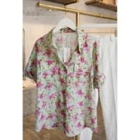ราคา New Arrivaเสื้อเชิ้ตสตรีทรงหลวมผ้าชีฟองลายดอกเขียว (40580114395)