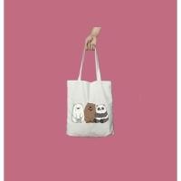 ราคา Totebag bears Totebag เจาะ 30 x 40 / we bare bears tote bag กระเป๋าช้อปปิ้ง (6882694168)