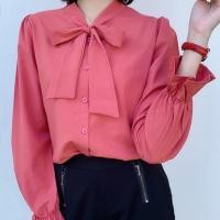 ราคา เสื้อเชิ้ตคอผูกโบว์ แขนจั๊ม (5915096274)