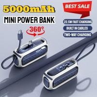 ราคา 22.5W Mini Power Bank 5000mAh ชาร์จเร็วสองทางเครื่องชาร์จแบบพกพาภายนอกแบตเตอรี่สํารองสําหรับ IPhone Samsung Xiaomi Powerbank (47012828051)