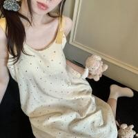ราคา ชุดเดรสสายเดี่ยวผ้าฝ้าย สีครีม ลายจุดหลากสี สไตล์หวานใส ใส่สบาย น่ารักเบาๆ ใส่สบาย เนื้อผ้านุ่ม ชุดเดรสมีฟองน้ำในตัว (48863116925)