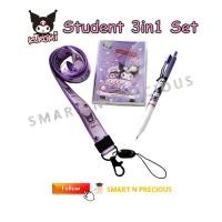 ราคา Sanrio Kuromi Stationery 3-in-1 Set Lanyard Mini Notebook ดินสอกด (29444077595)