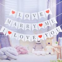 ราคา ป้ายกระดาษตกแต่งวาเลนไทน์ ธีมความรัก ลายหัวใจ ตัวอักษร I LOVE YOU / LOVE / Marry Me ติดผนัง/แขวนเพดาน Paper Bunting (43858286259)