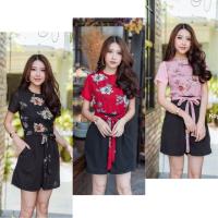 ราคา ❌ถูกที่สุดในแอพ❌ จั๊มสูทขาสั้นลายดอก สาวอวบใส่ได้ (2237582016)