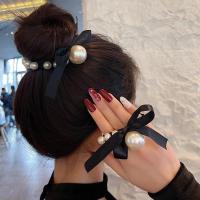 ราคา Influencer Pearl Bow Hair Tie Head Rope~French Elegant Temperament Rubber Band Hair Rope Female Hair Accessories (50162826407)