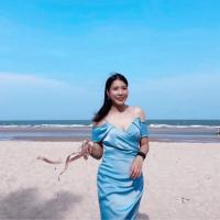 ราคา [USED] เดรสออกงานสีฟ้าเปิดไหล่ (57458248919)