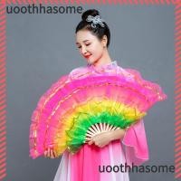 ราคา UOOTHASOME พัดผ้าไหม ขายร้อน สีไล่ระดับสี หลากสี พัดลมผ้าไหมเรยอน (43082111136)