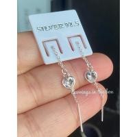 ราคา ต่างหูเงินแท้สายโซ่ หัวใจ cz สีขาว,ชมพู น่ารักสุดๆ (23932185178)