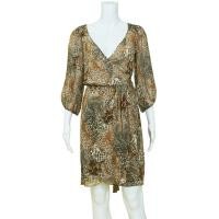 ราคา USED DVF animal print wrap silk dress size 0 (26194713108)