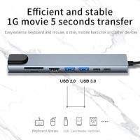 ราคา อะแดปเตอร์ Type C USB HUB 8 in 1 ขยาย TF เครื่องอ่านการ์ด SD RJ45 Ethernet PD 4K สําหรับ Macbook iPad (46552846296)