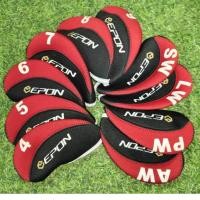 ราคา ปลอกหุ้มหัวเหล็กกอล์ฟ EPON ชุด 10 ชิ้น ปลอกหุ้มหัวไม้กอล์ฟแบบยืดหยุ่นเข้าชุดกันสีแดง/ดำ (24941214472)