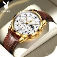 ราคา PLAYBOY (ของแท้ 100%) 3027 โครโนกราฟปฏิทินเรืองแสงมัลติฟังก์ชั่สามตาหกเข็ม 30M กันน้ำนาฬิกาผู้ชาย (22844790606)