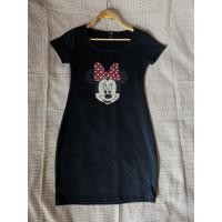 ราคา H&M เดรสผ้ายืดสีดำคอกลมแขนสั้นลายมินนี่ผ้านิ่มไซส์Lอก34-36สะโพก38ยาว33.5(งานมือสอง)36 (54859487775)