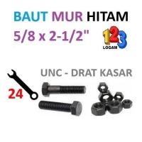 ราคา 5/8 x 2-1/2" นิ้ว สีดํา NC สายฟ้า นัท เกลียวหยาบ อู๋ 11 - กุญแจ 24 (52009701457)