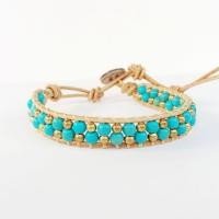 ราคา สร้อยข้อมือหนัง เทอร์ควอยซ์ ทองเหลืองแท้ (2676511738)