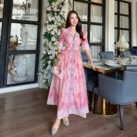ราคา เดรสยาวพิมพ์ลายดอกไม้คอปกสูท แขนมีกระดุมเปิด-ปิดให้ ลายกราฟฟิก กระดุมหน้าซับในทั้งตัว มาพร้อมเข็มขัด (44173645219)