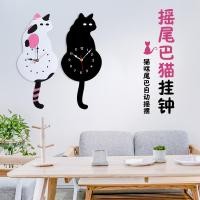 ราคา พร้อมสต็อก เร็ว การส่งสินค้า นาฬิกาแขวนห้องนั่งเล่นครัวเรือนนาฬิกาการ์ตูนหางแมวแกว่งนาฬิกาตกแต่งผนังนาฬิกาแขวนเงียบ (48162585677)